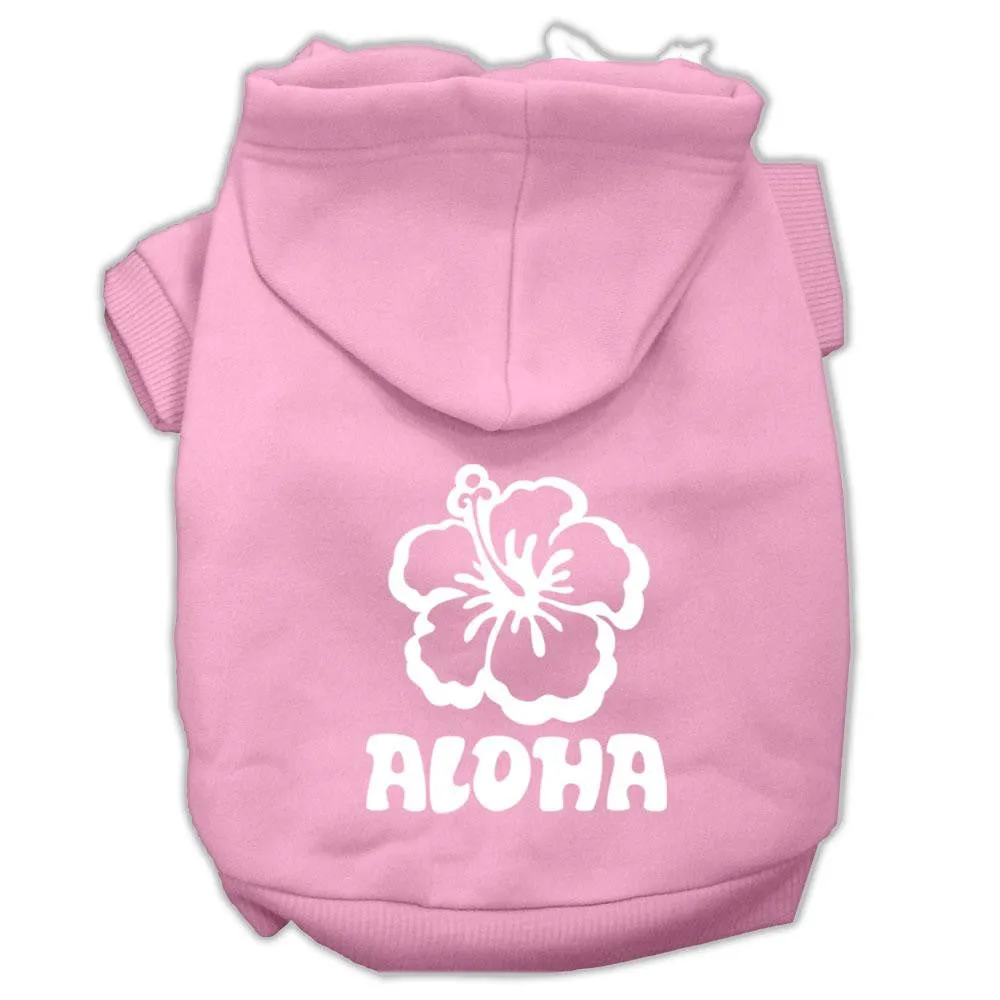 Aloha Flower Screen Print Pet Hoodies Light Pink Size Sm (10)