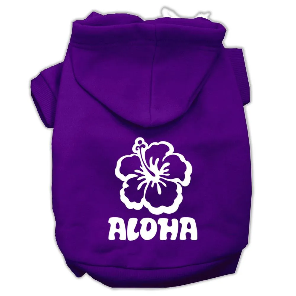 Aloha Flower Screen Print Pet Hoodies Purple Size Med (12)