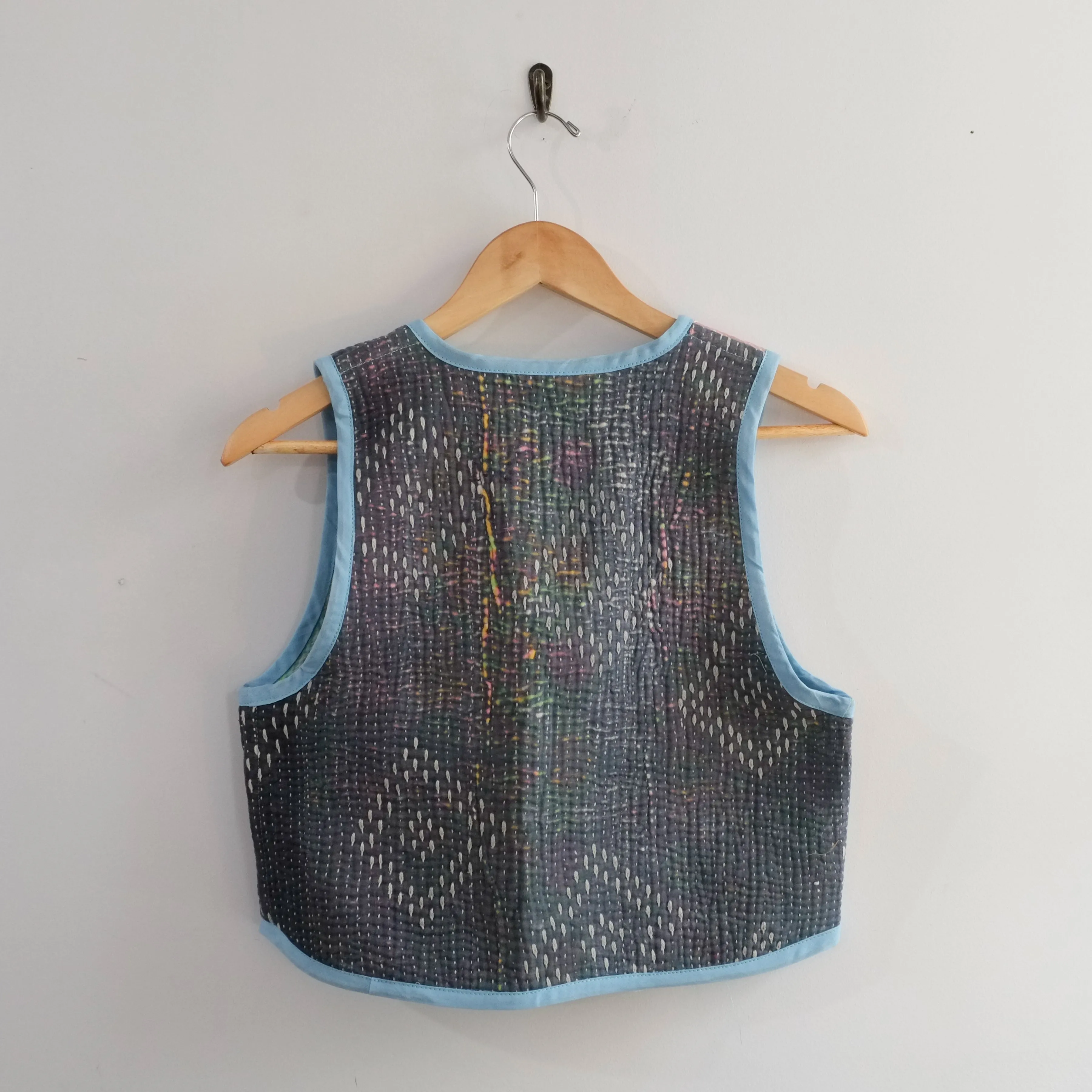 Amelia Vest Blue Grey Diamond Embroidery XXS001