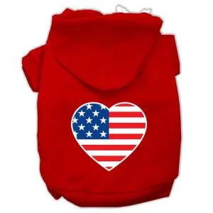 American Flag Heart Screen Print Pet Hoodies Red Size Lg (14)