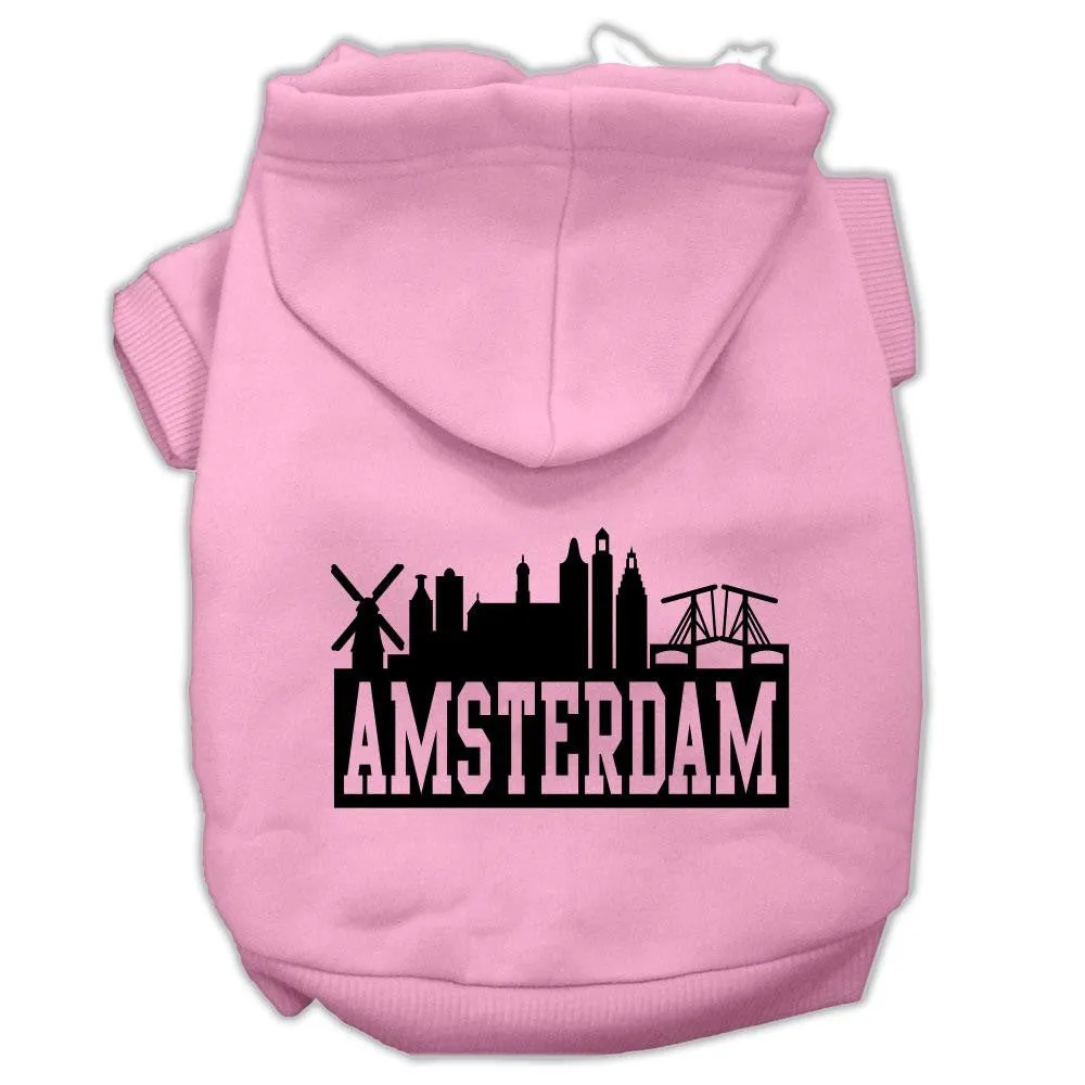 Amsterdam Skyline Screen Print Pet Hoodies Light Pink Size XXXL (20)