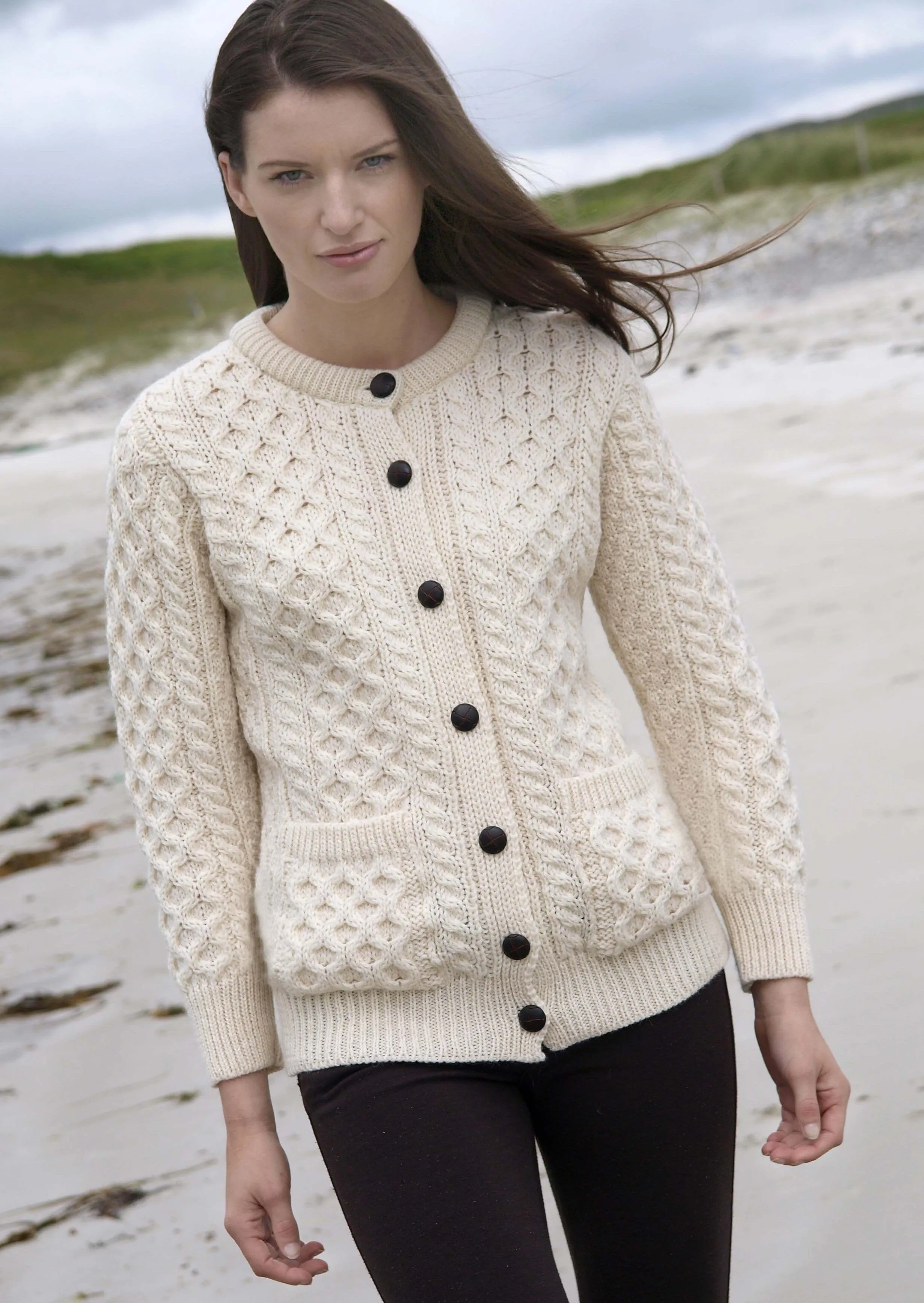 Aran Crafts Lumber Cardigan | Natural