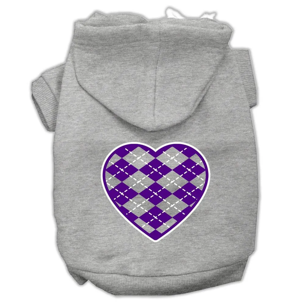 Argyle Heart Purple Screen Print Pet Hoodies Grey Size Xxxl (20)