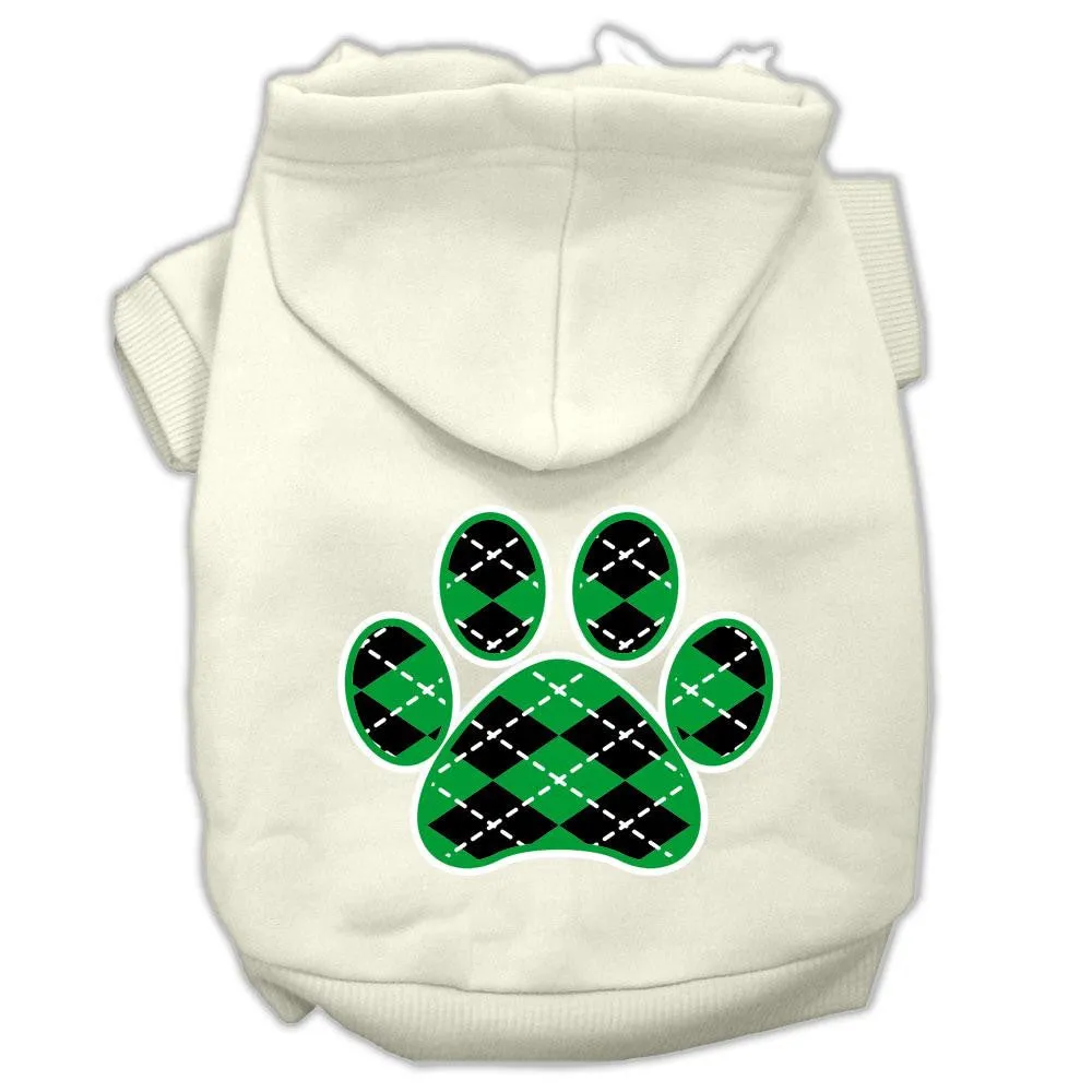 Argyle Paw Green Screen Print Pet Hoodies Cream Size M (12)