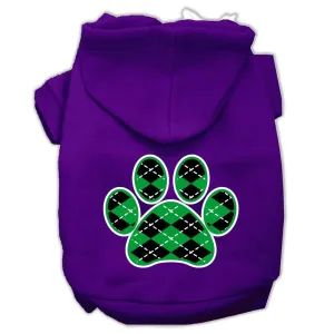 Argyle Paw Green Screen Print Pet Hoodies Purple Size Med (12)