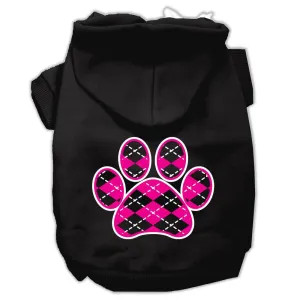 Argyle Paw Pink Screen Print Pet Hoodies Black Size XL (16)