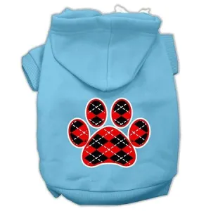 Argyle Paw Red Screen Print Pet Hoodies Baby Blue Size XXXL (20)