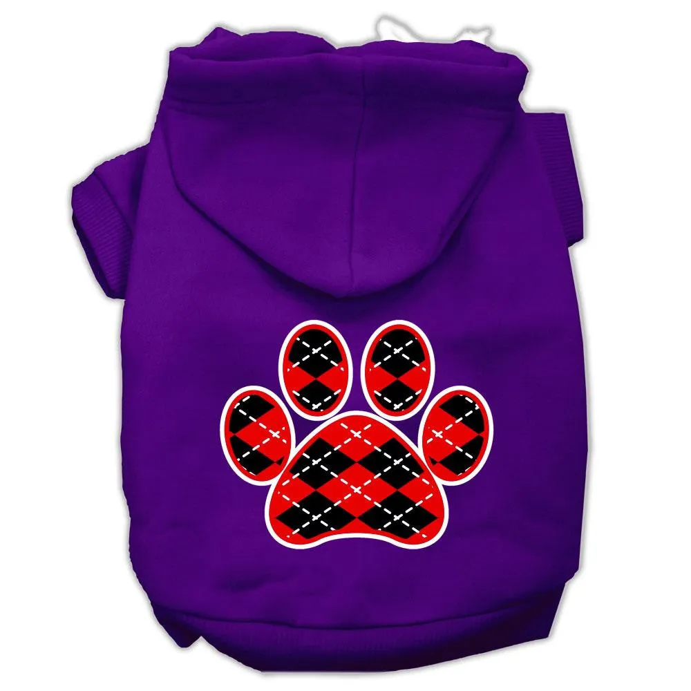 Argyle Paw Red Screen Print Pet Hoodies Purple Size XXXL (20)