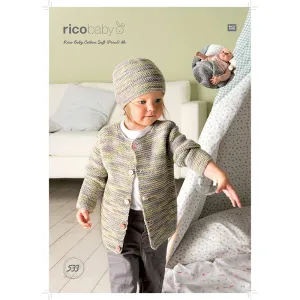 Babies Jacket, Hat and Blanket knitted in Rico Baby Cotton Soft DK (533)