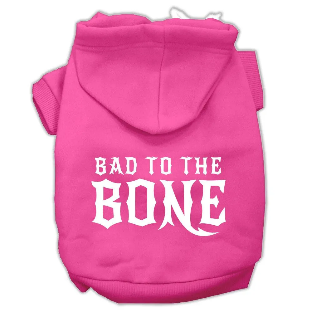 Bad to the Bone Dog Pet Hoodies Bright Pink Size Lg (14)