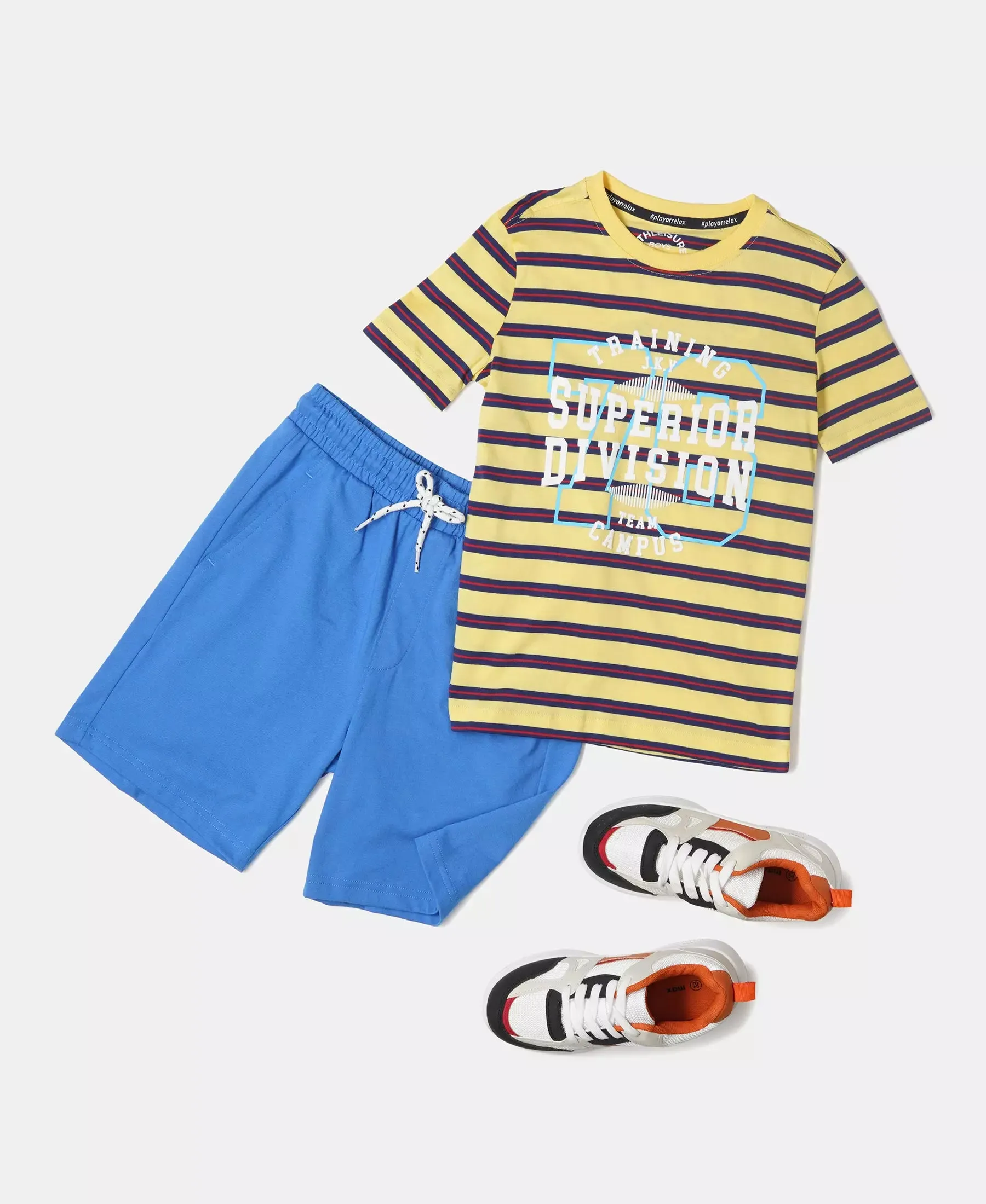 Boy's Super Combed Cotton Striped Graphic Printed Half Sleeve T-Shirt - Snap Dragon