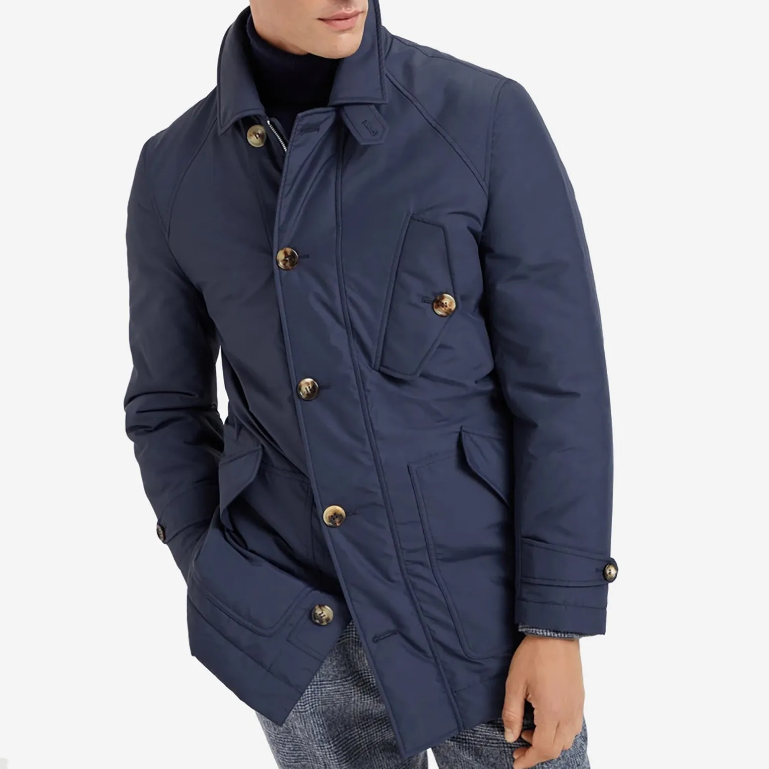 Brunello Cucinelli Virgin Wool And Silk Techno Poplin Padded Jacket