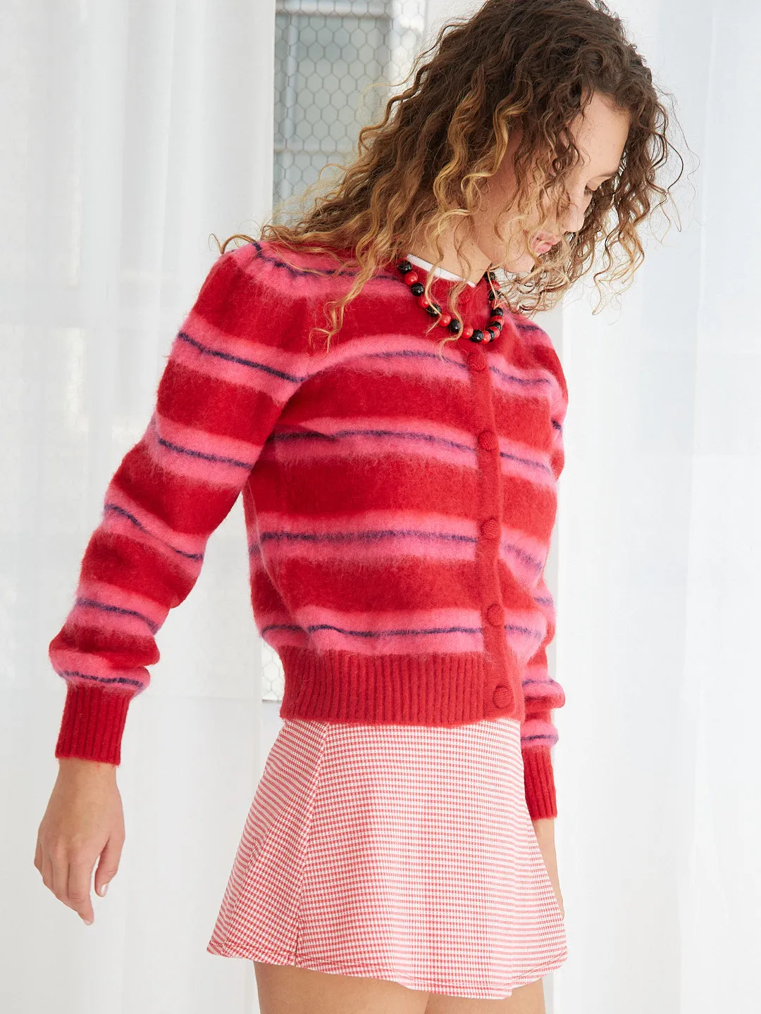 Cece Stripe Cardi - Pink Stripe