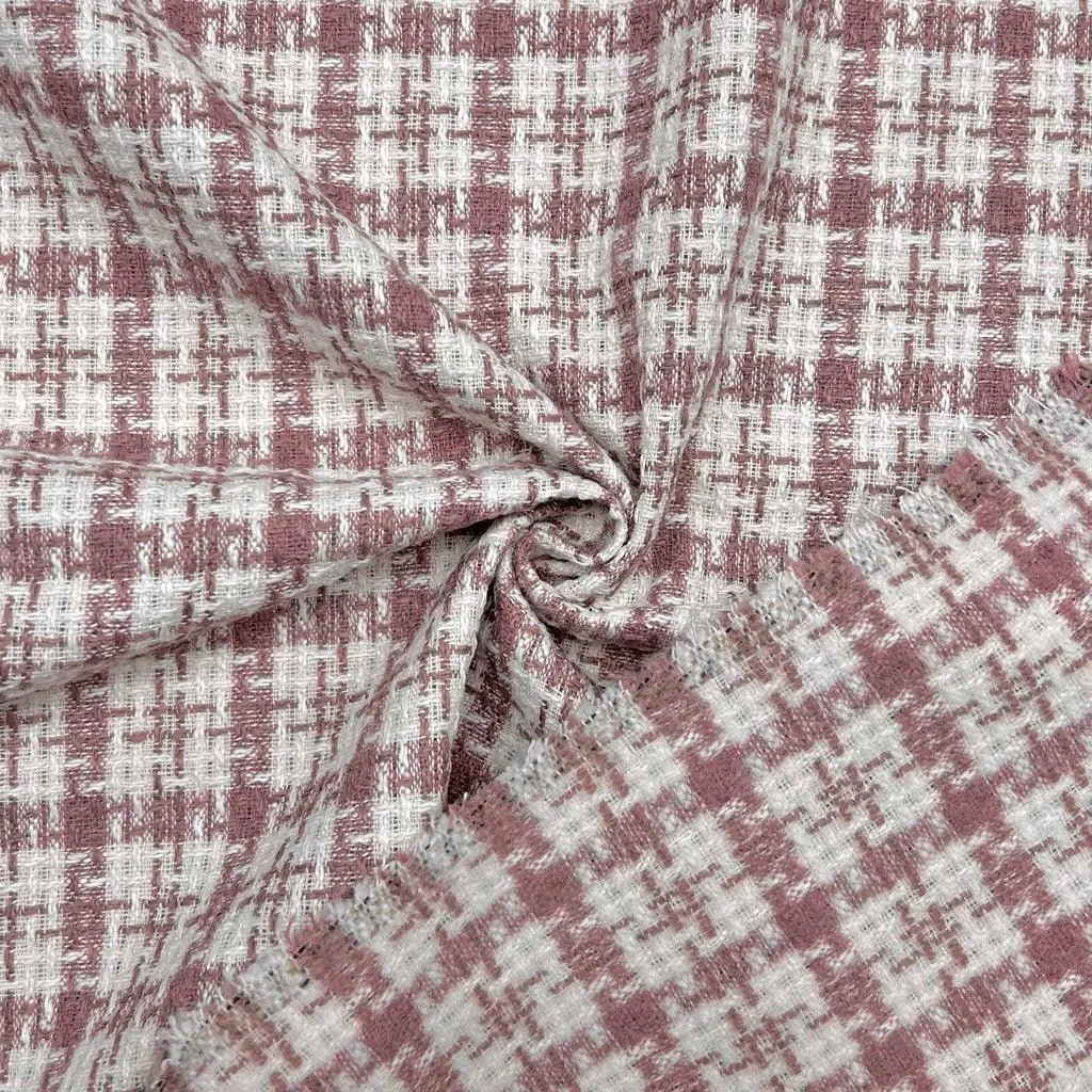 Checkered Squares Brushed Tweed Fabric