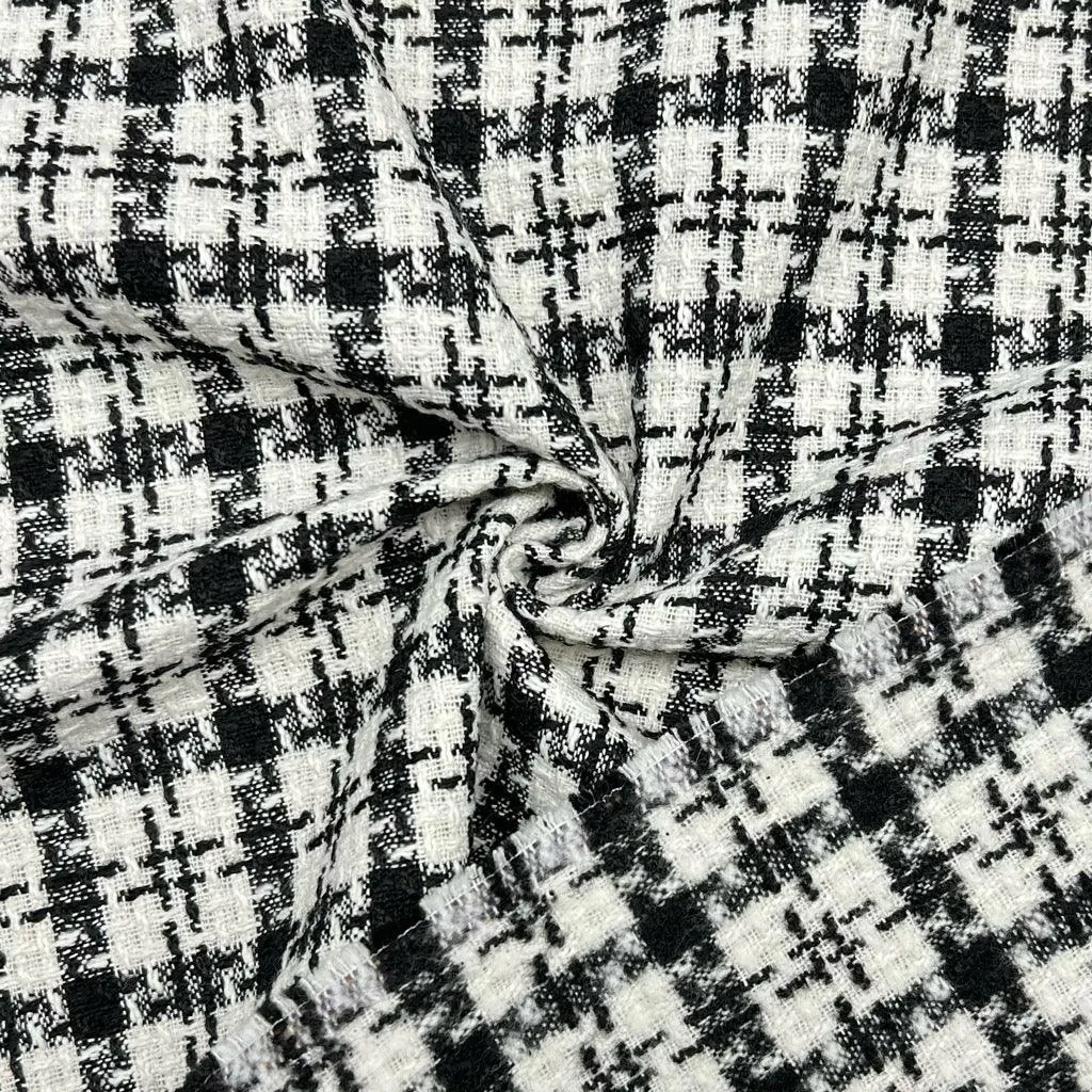 Checkered Squares Brushed Tweed Fabric