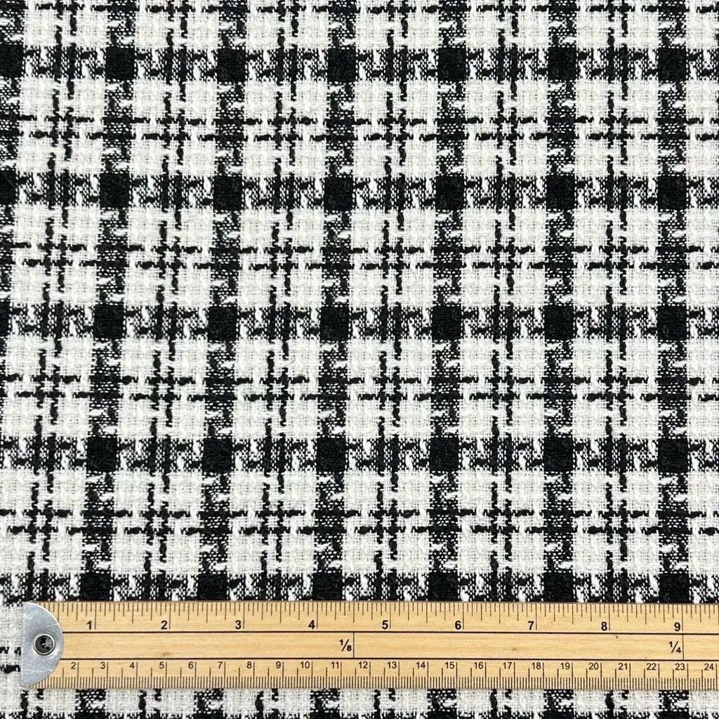 Checkered Squares Brushed Tweed Fabric