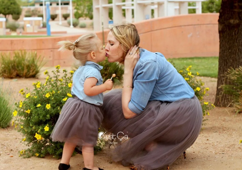 Claire Kids Ash Gray Soft Tulle Skirt