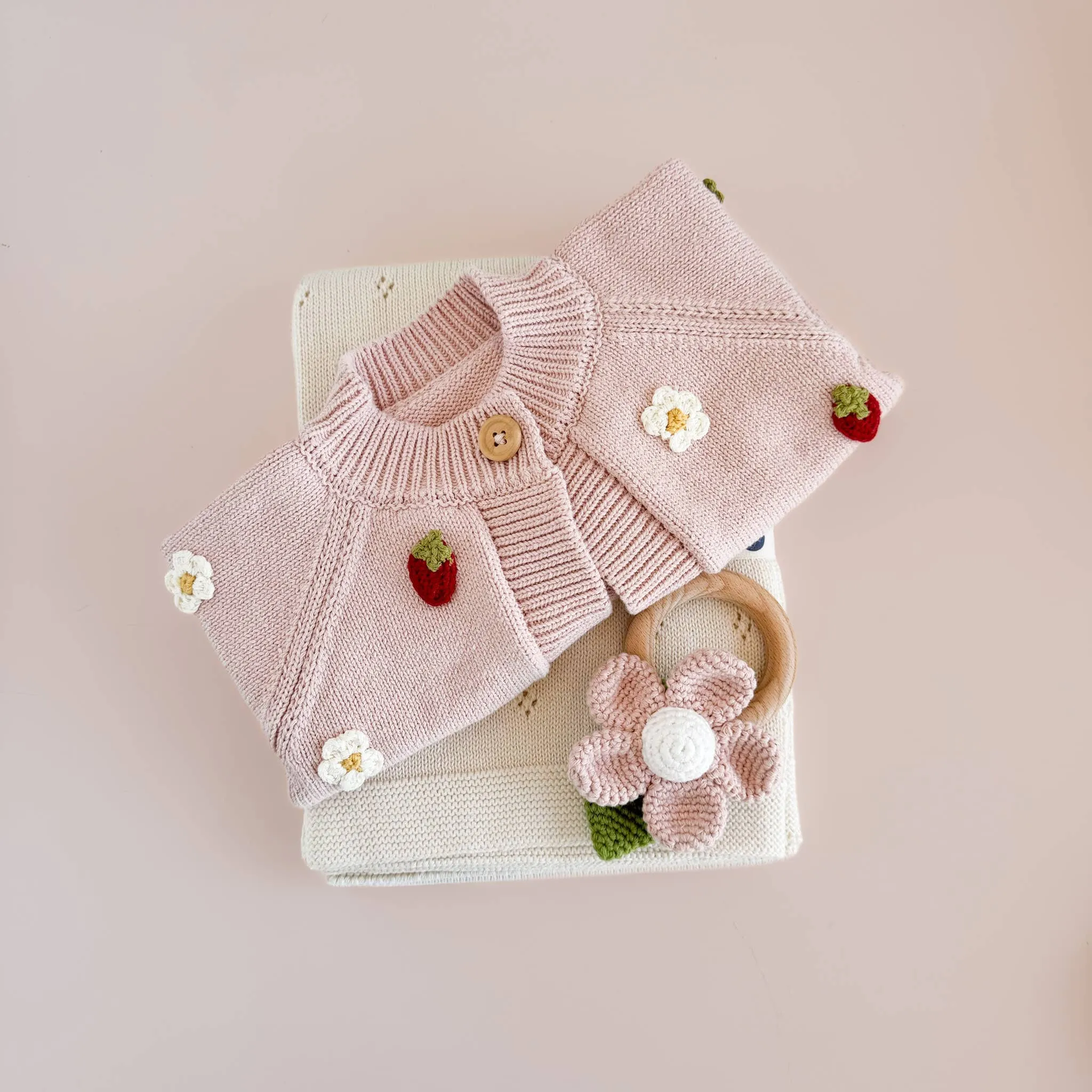 Cotton Strawberry Flower Cardigan