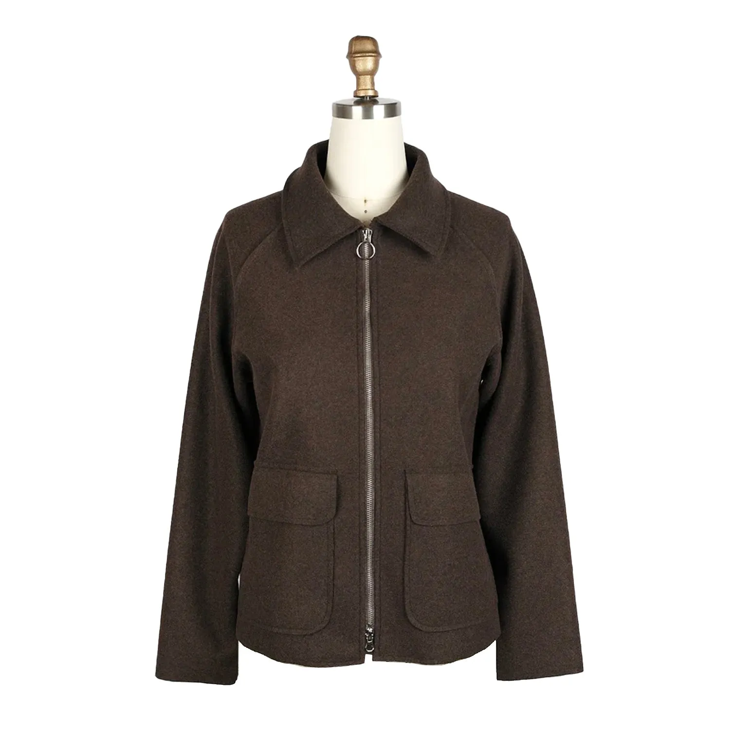 Damee Wool Blend Patch Pocket Jacket in Brown - 4901-BRN