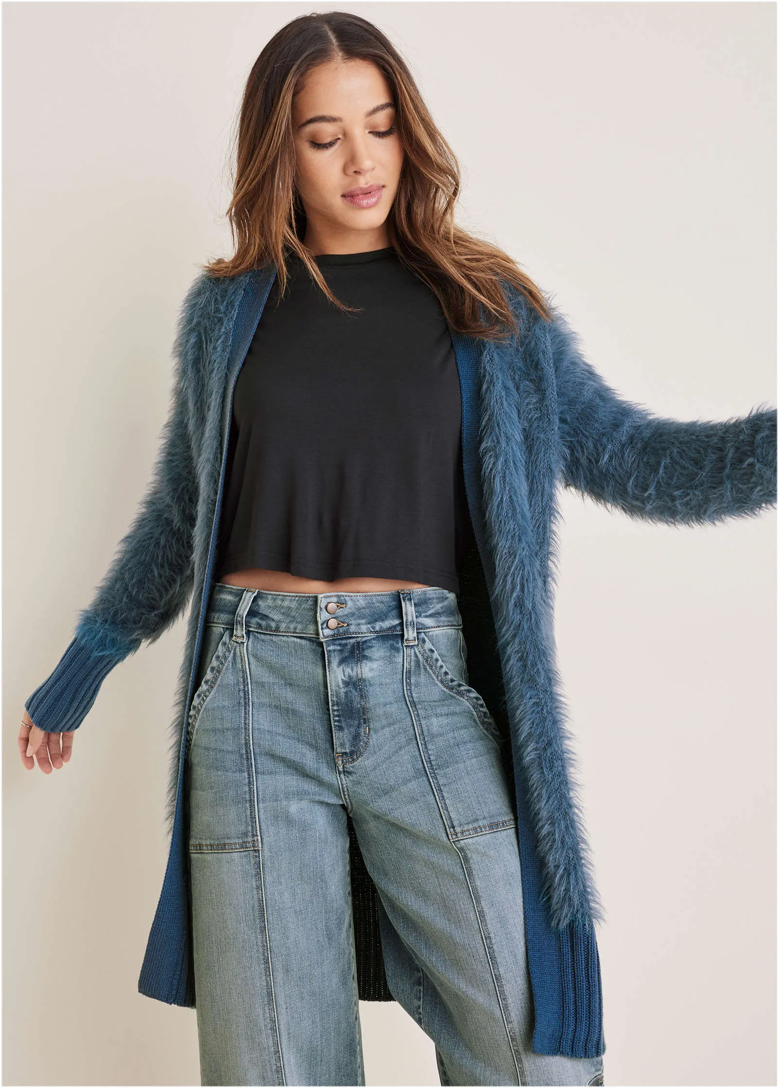 Eyelash Cardigan - Navy