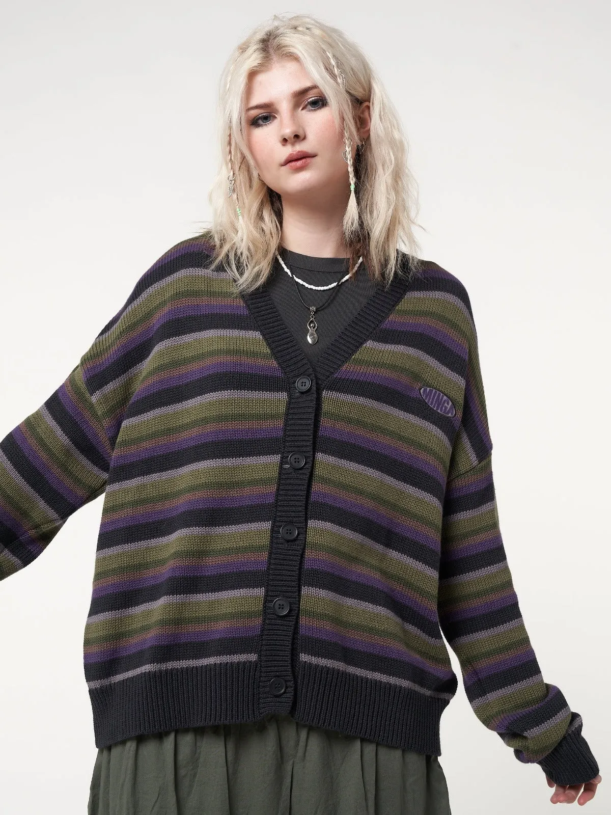 Faye Striped Knit Cardigan