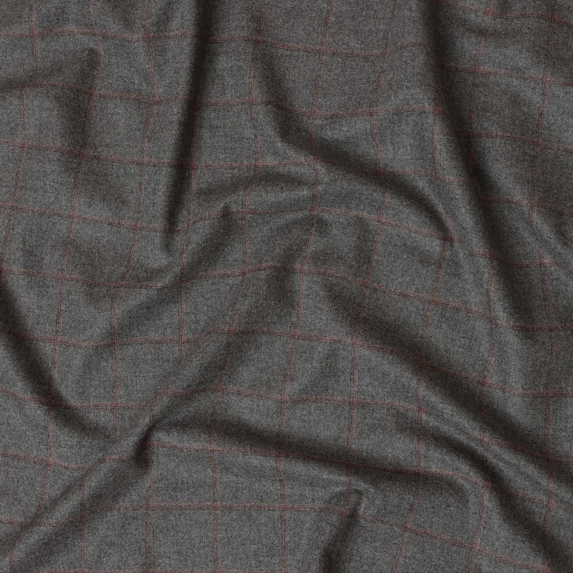 Grey Checkered Italian Blended Wool Jacketing Fabric – 3.5 Meters, 150 cm Width, Made in Italy-D20541