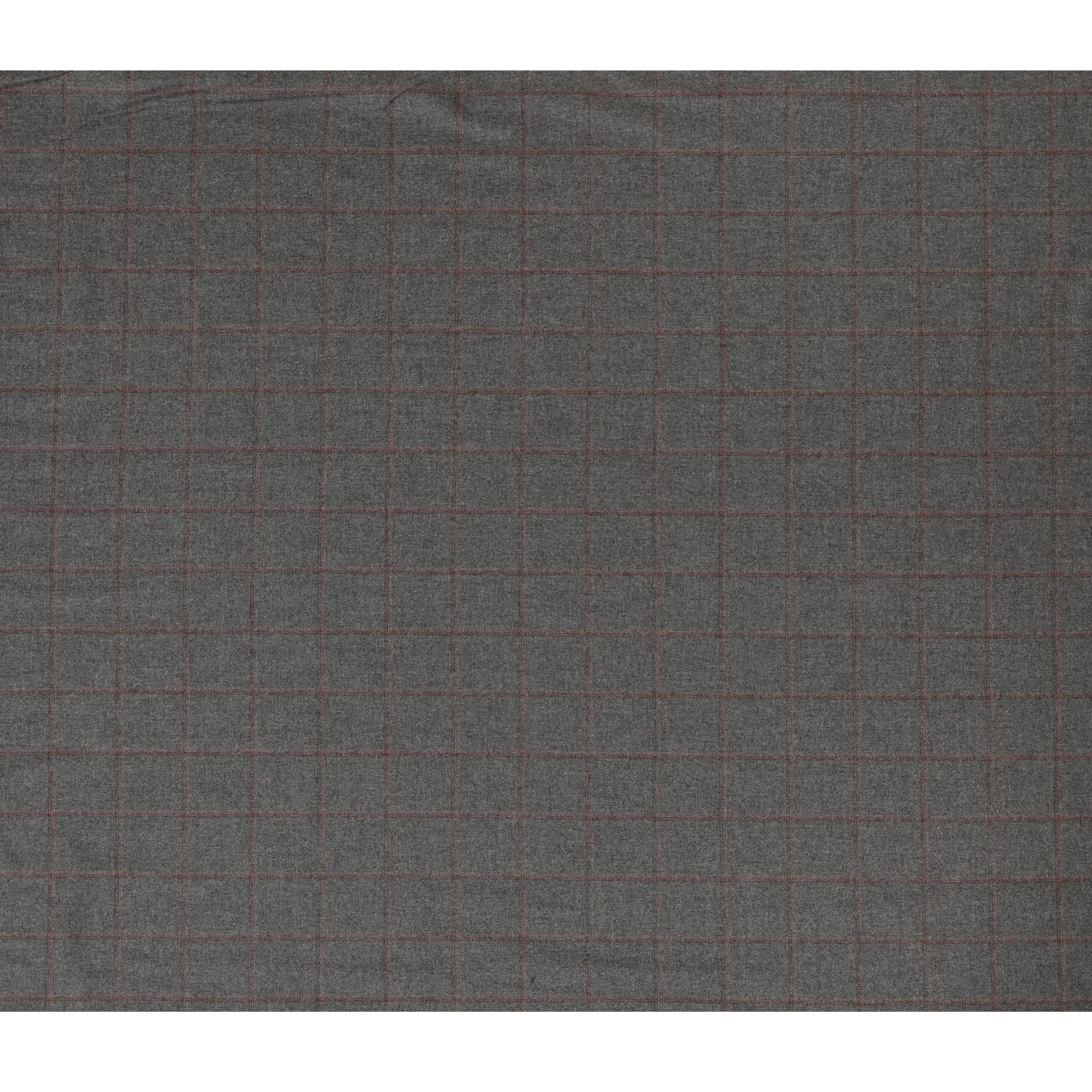 Grey Checkered Italian Blended Wool Jacketing Fabric – 3.5 Meters, 150 cm Width, Made in Italy-D20541