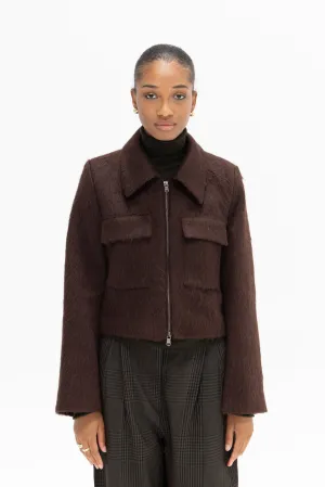 Jendayi Faux Fur Jacket, Dark Chocolate