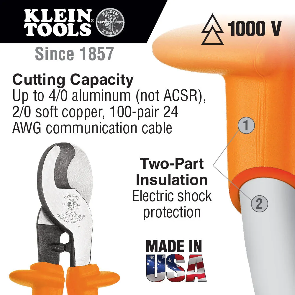 Klein Tools 63050-INS Cable Cutter, Insulated, High Leverage