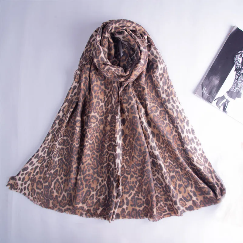 Leopard print scarf autumn and winter shawl warm scarf temperament imitation cashmere scarf women