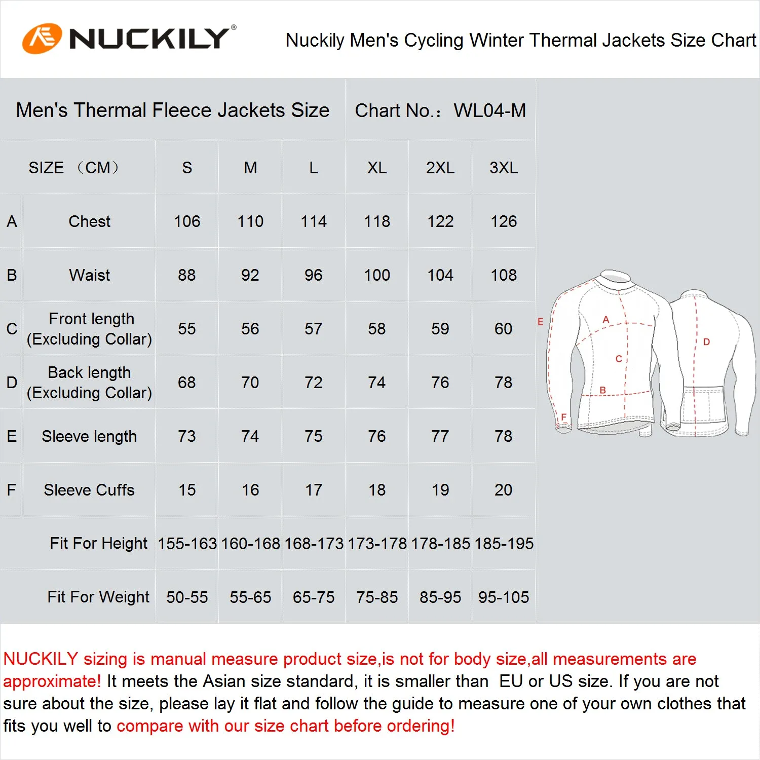 Nuckily NJ604 Men's High Quality Fleece Winter Cycling Jacket