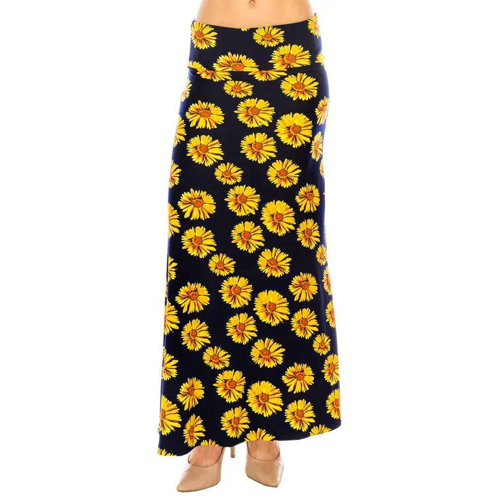 Patterned Fold Over Maxi Skirts