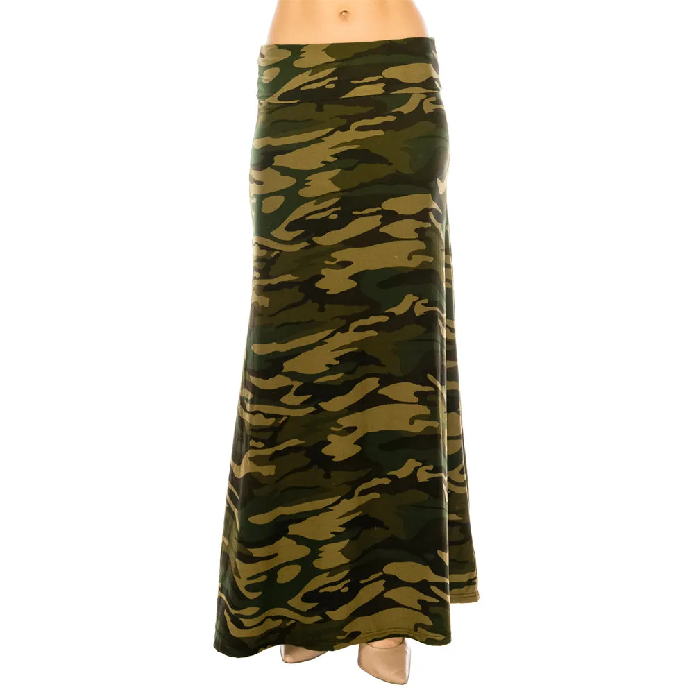 Patterned Fold Over Maxi Skirts