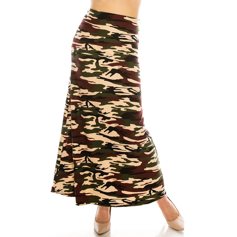 Patterned Fold Over Maxi Skirts