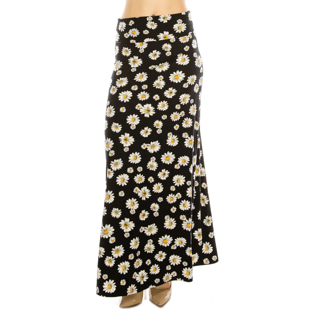 Patterned Fold Over Maxi Skirts