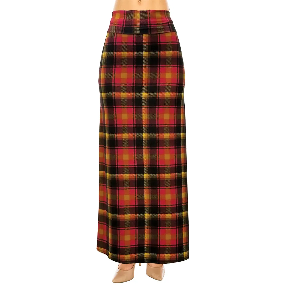 Patterned Fold Over Maxi Skirts