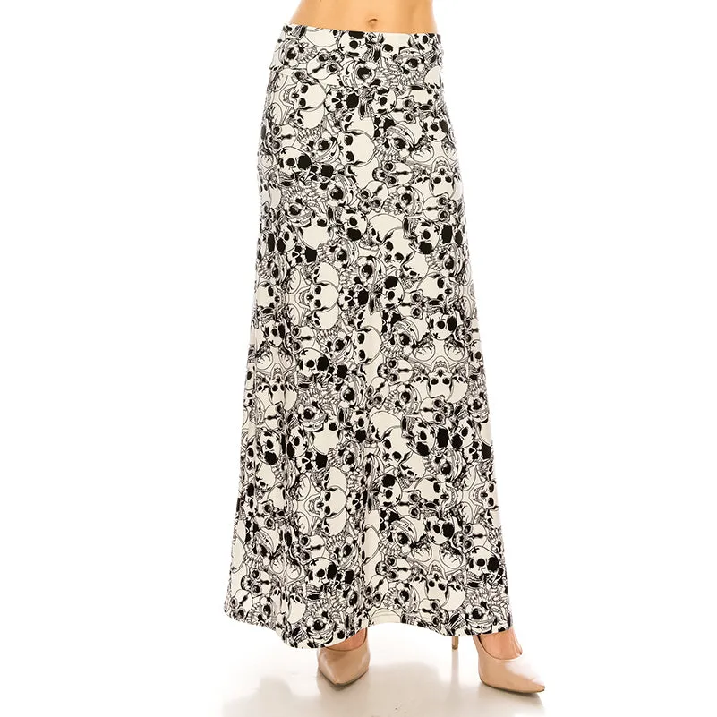 Patterned Fold Over Maxi Skirts