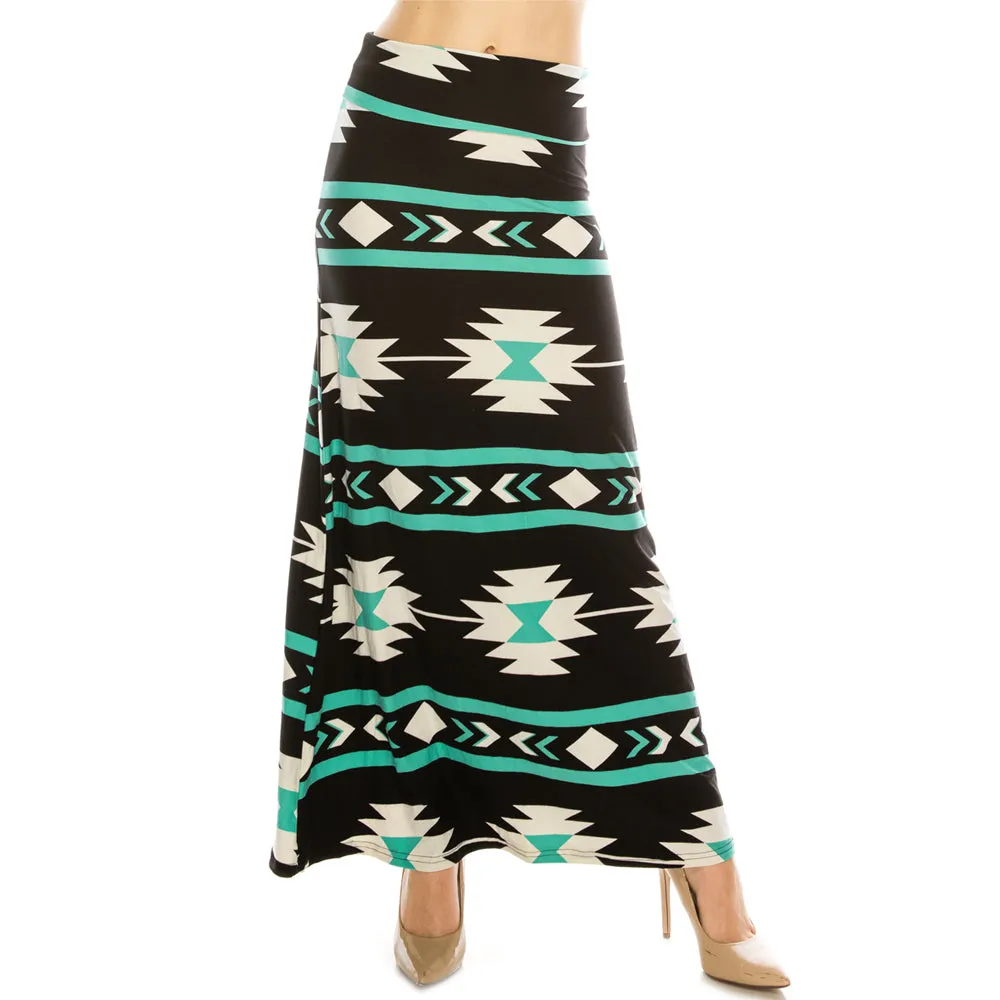 Patterned Fold Over Maxi Skirts