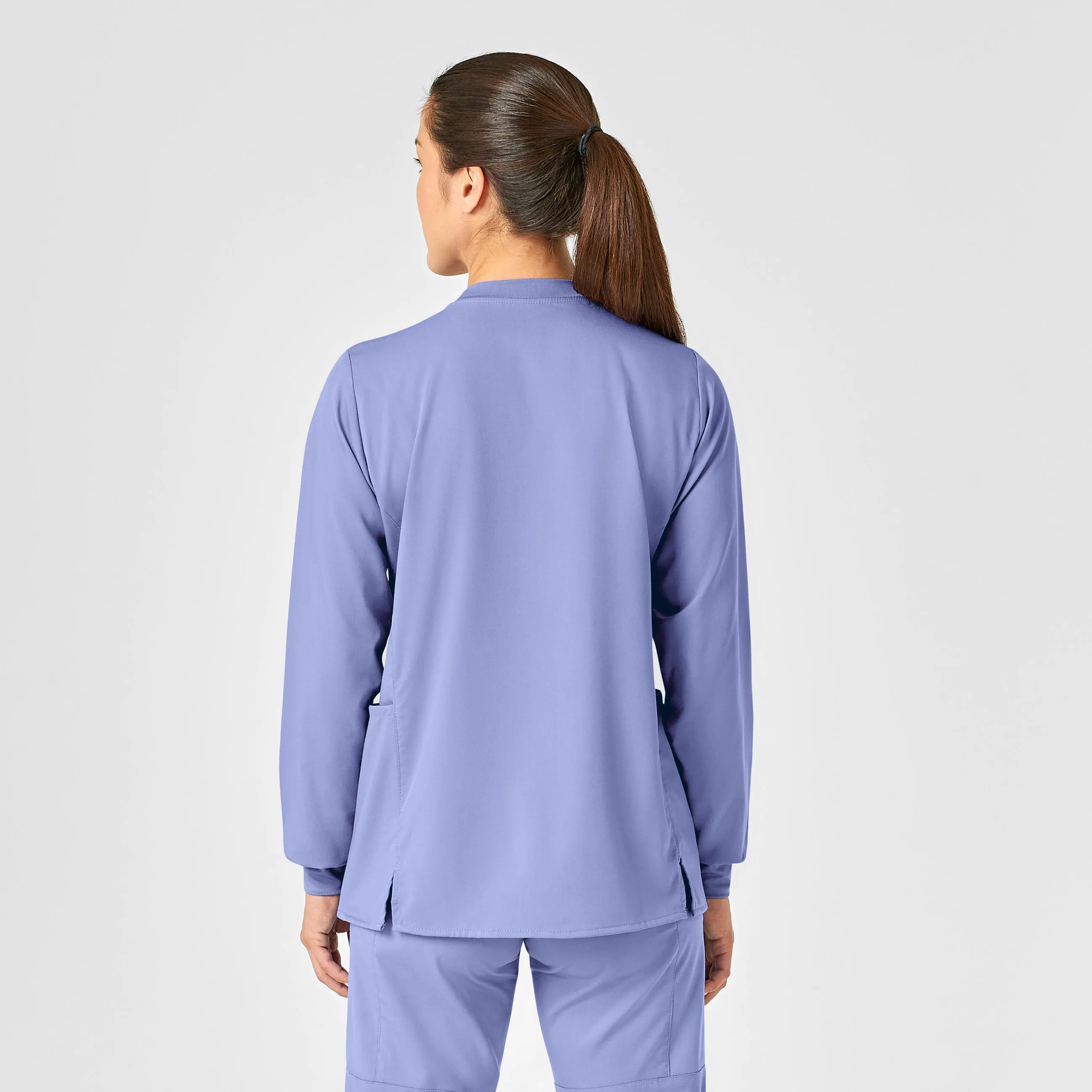 PRO Women's Snap Front Scrub Jacket - Ceil Blue