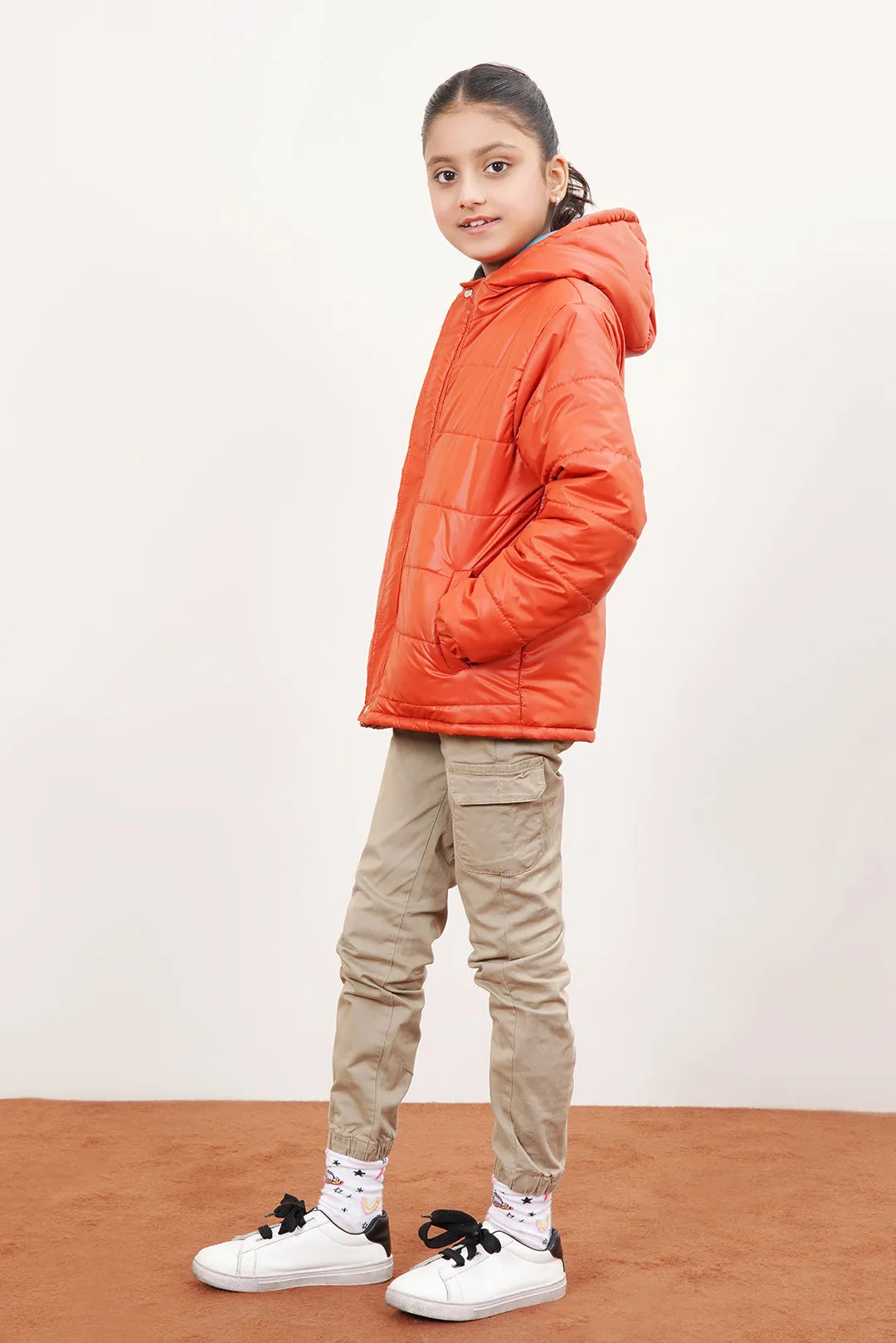 Quilted Puffer Jacket Detachable Hood