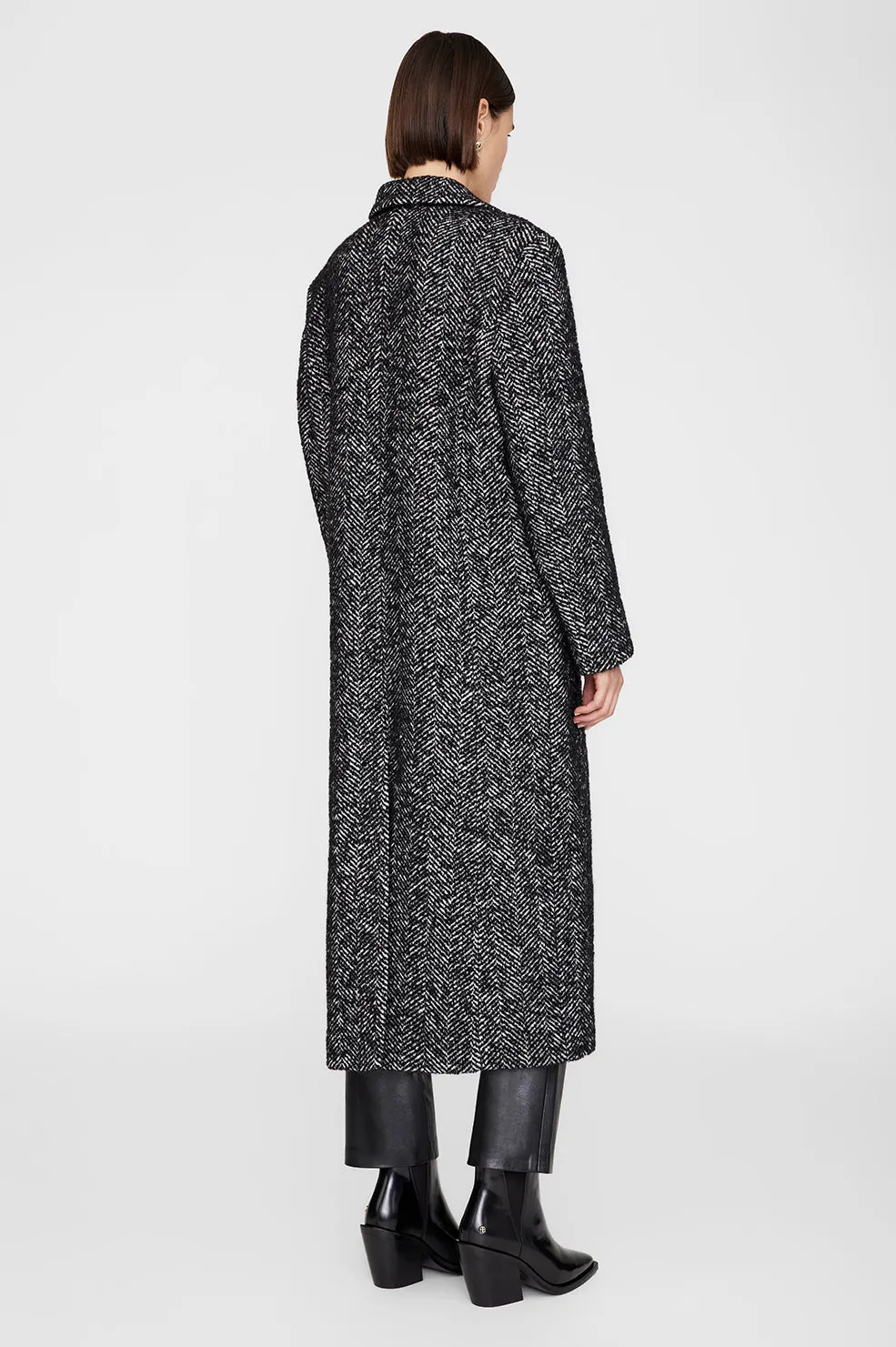 Quinn Coat - Black And White Tweed