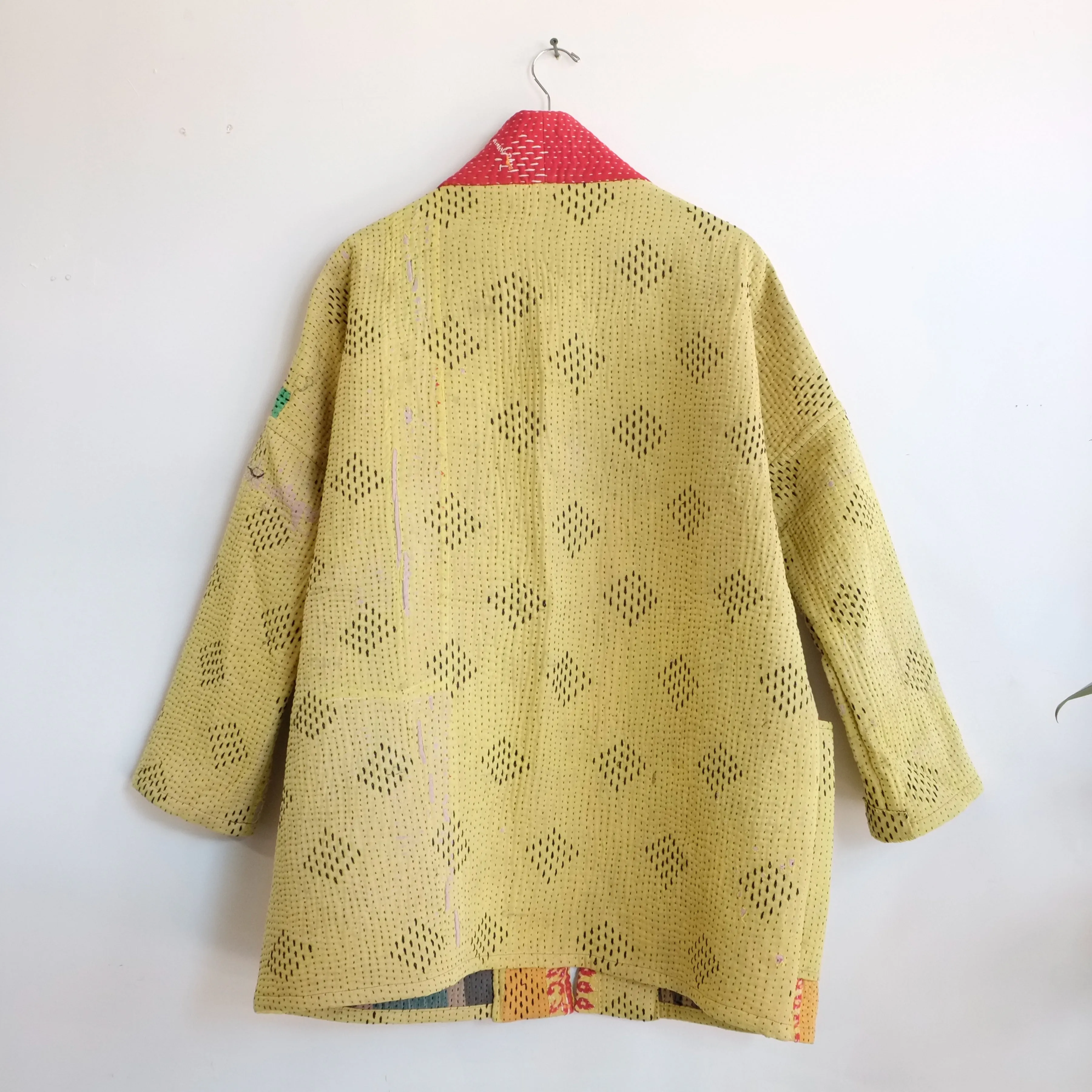 S Yellow w/ Black Embroidered Diamonds Anoushka Jacket LL074