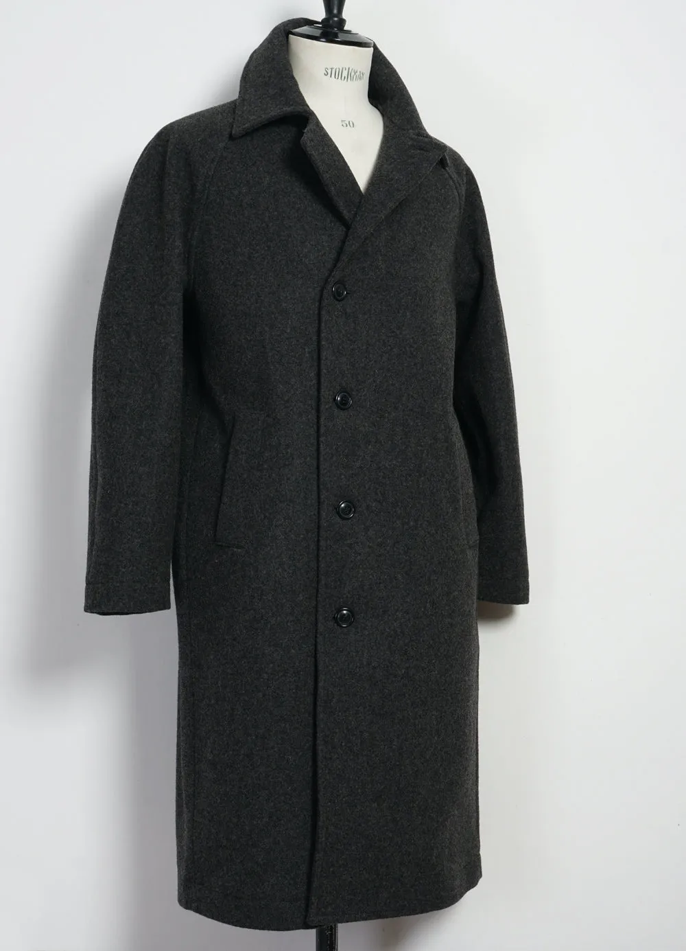 SIGURD | Long Lined Wool Coat | Grey Melange