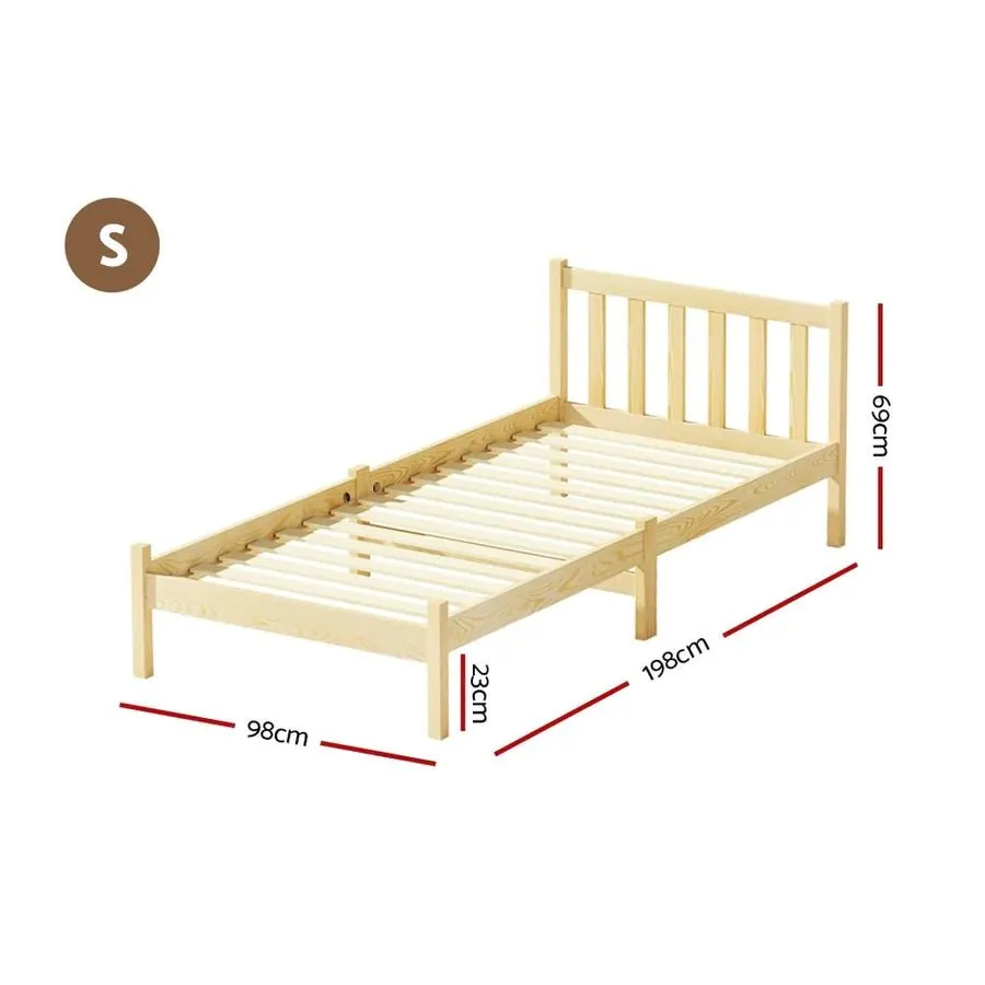 Single Package | Bribie Wooden Single Bed Frame & Bonita Pillow Top Mattress (Medium Firm)