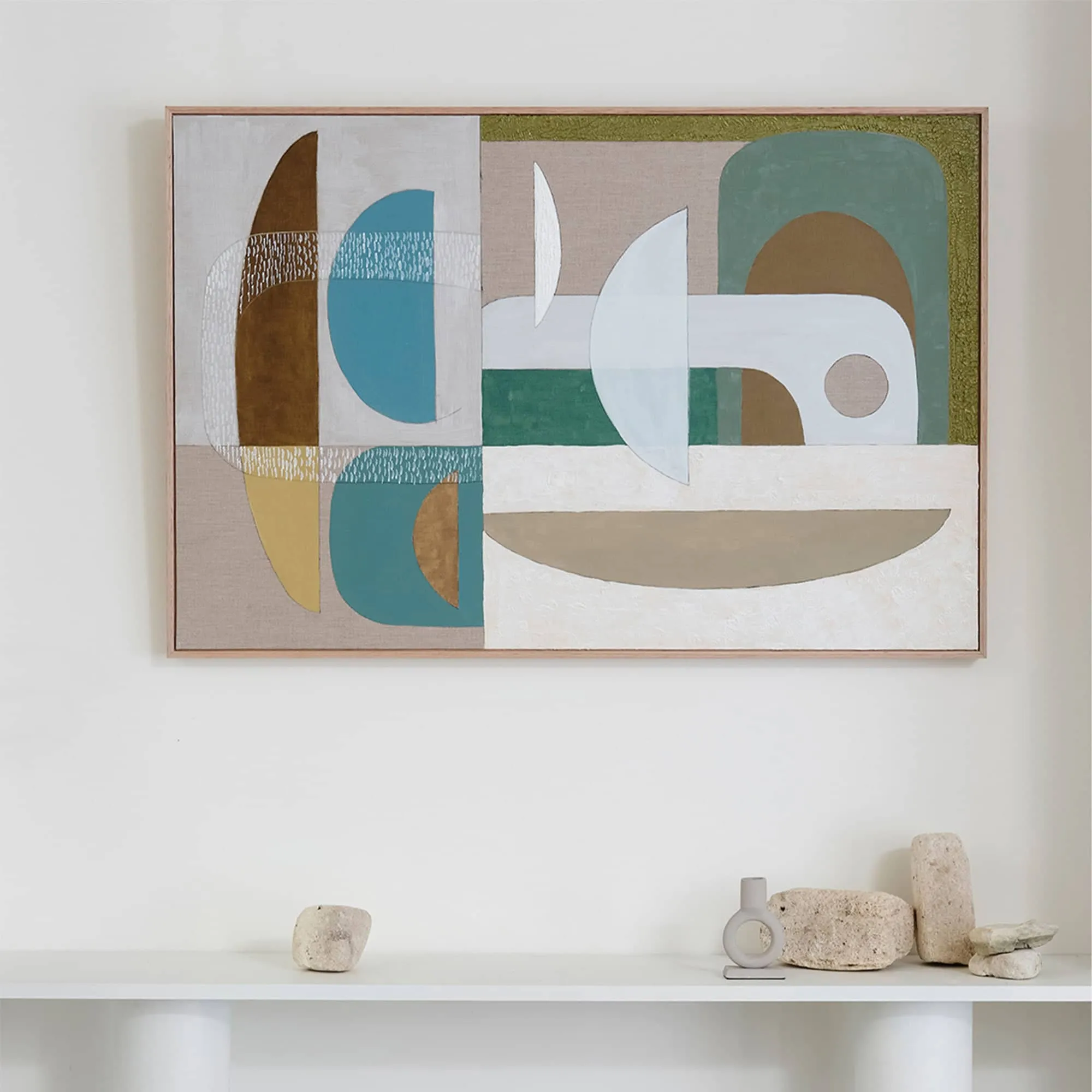 Stucco Glaucous Canvas Print 150cm x 100cm Black Frame