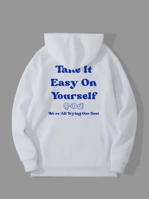 SXV  'Take It Easy On Yourself’ Printed Cool Aesthetic Sweatshirt Hoodie