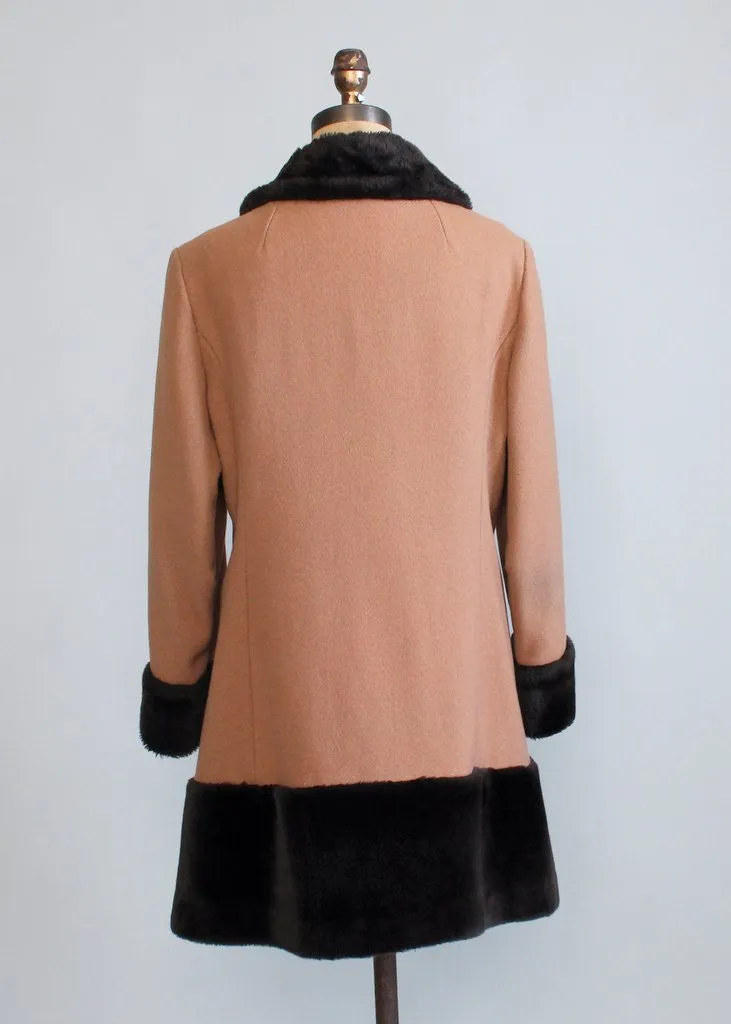 Vintage 1960s MOD Wool and Faux Fur Winter Coat