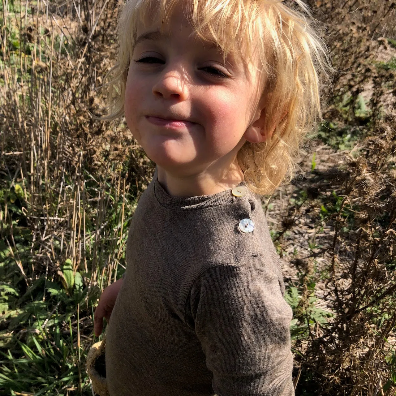 Walnut Wool/Silk Top with shoulder buttons (0-5y)