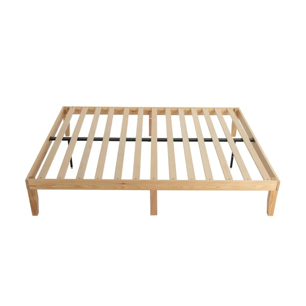 Warm Wooden Natural Bed Base Frame - Queen