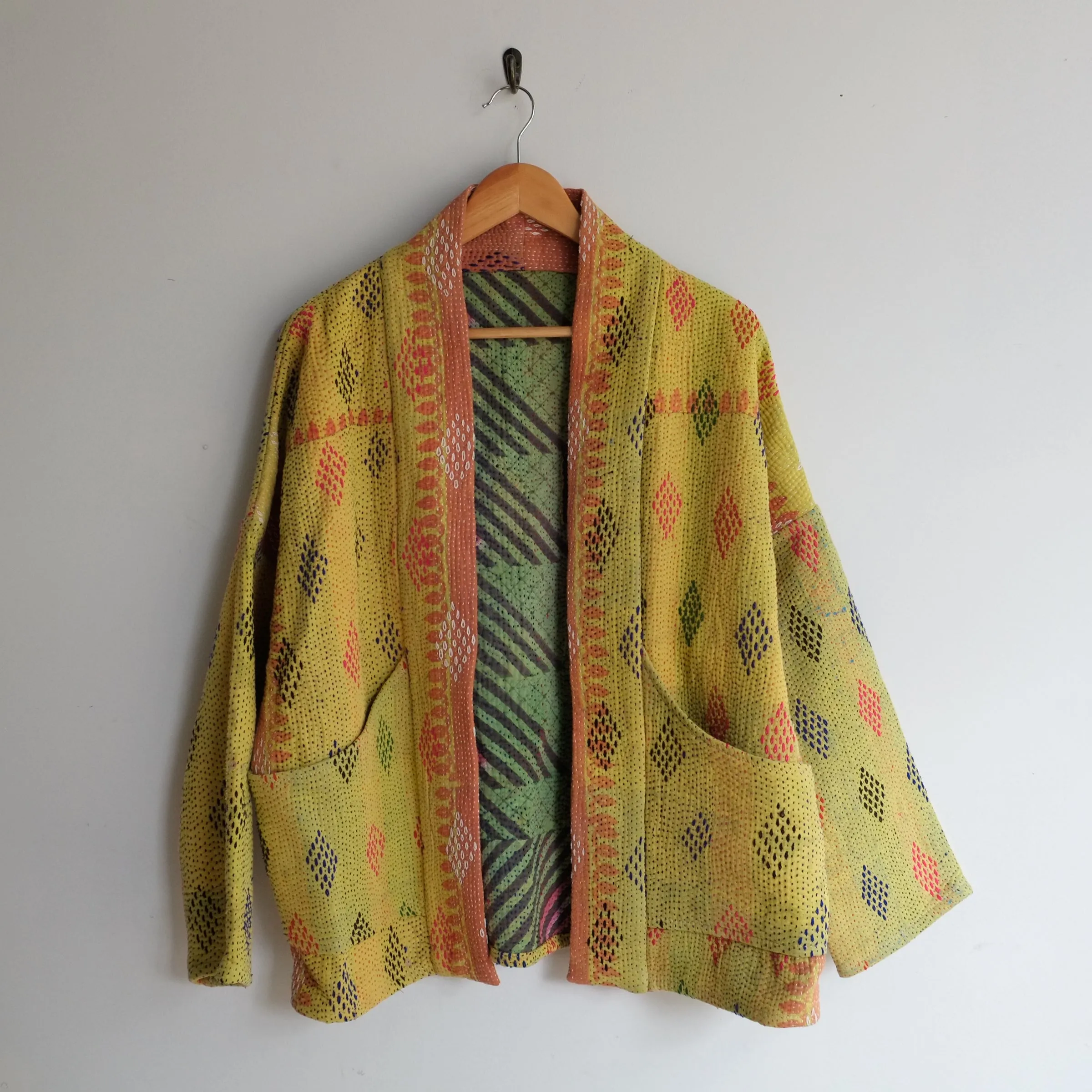 XS Yellow with Multicolor Embroidered Diamonds Anoushka Jacket LM141